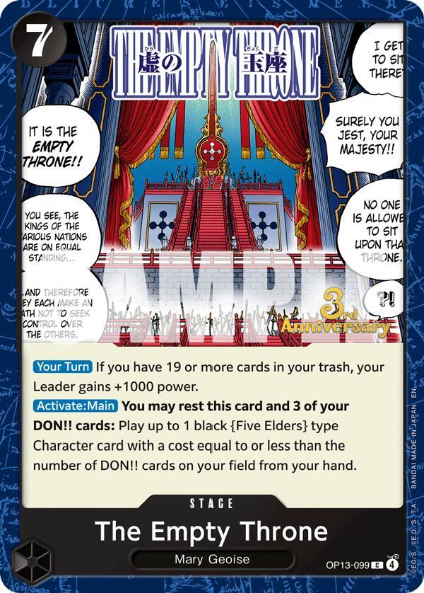 The Empty Throne OP13-099 (Carrying On His Will: 3rd Anniversary Tournament Cards)  | Good Games Morley