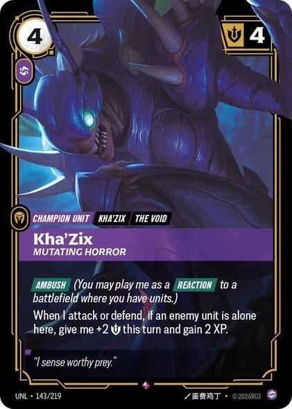 Kha'Zix - Mutating Horror 143/219 (Unleashed)  - Foil | Good Games Morley