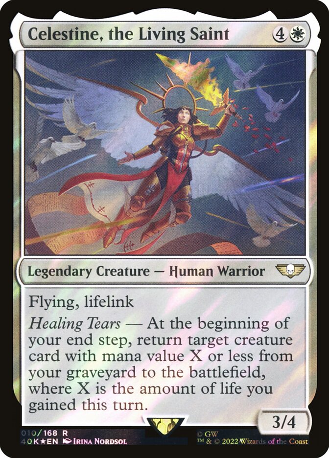 Celestine the Living Saint  10★/617 (Universes Beyond: Warhammer 40,000)  - Surge Foil | Good Games Morley
