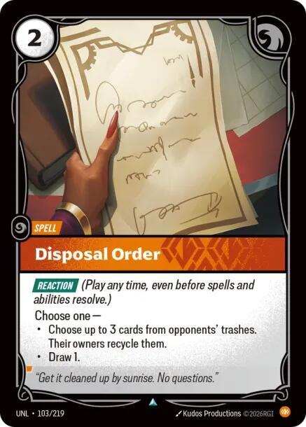 Disposal Order 103/219 (Unleashed)  | Good Games Morley