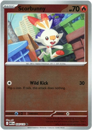 Scorbunny 026/132 (ME01: Mega Evolution)  - Reverse Holofoil | Good Games Morley