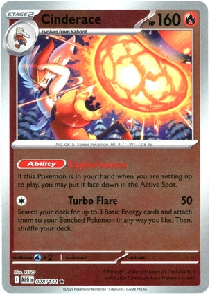Cinderace 028/132 (ME01: Mega Evolution)  - Reverse Holofoil | Good Games Morley