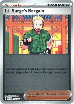Lt. Surge's Bargain 120/132 (ME01: Mega Evolution)  - Reverse Holofoil | Good Games Morley