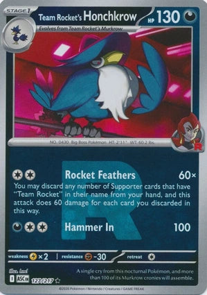 Team Rockets Honchkrow Team Rocket 127/217 (ME: Ascended Heroes)  - Reverse Holofoil | Good Games Morley