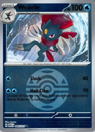 Weavile 045/217 (ME: Ascended Heroes)  - Dusk Ball Holofoil | Good Games Morley