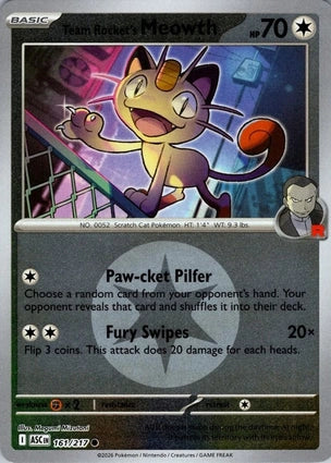 Team Rocket's Meowth 161/217 (ME: Ascended Heroes)  - Energy Holofoil | Good Games Morley
