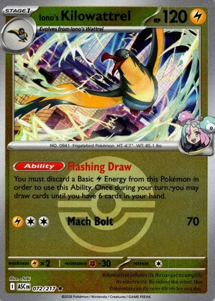 Iono's Kilowattrel 072/217 (ME: Ascended Heroes)  - Poke Ball Holofoil | Good Games Morley