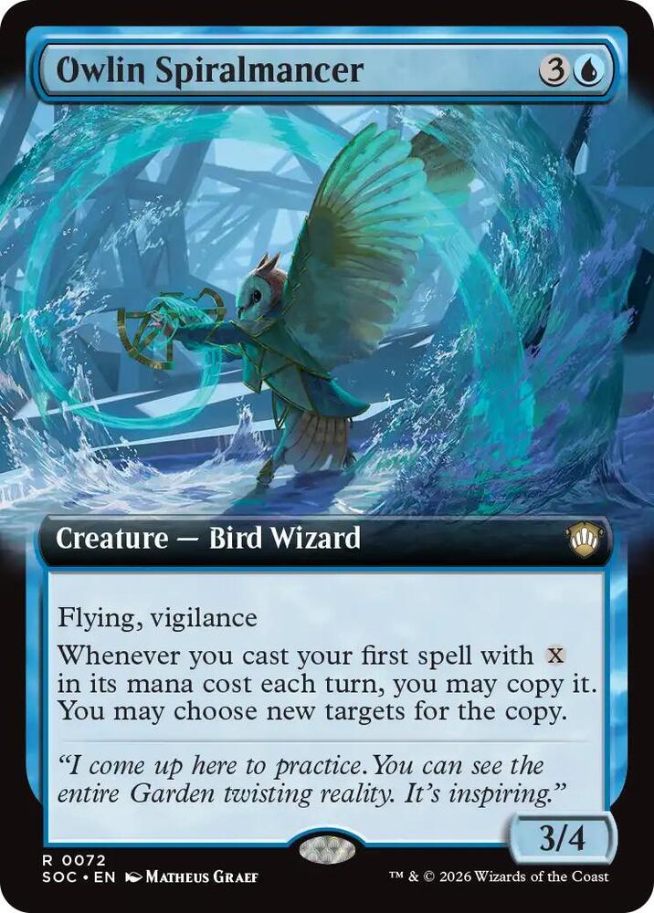Owlin Spiralmancer 72 (Commander: Secrets of Strixhaven)  - Extended Art | Good Games Morley
