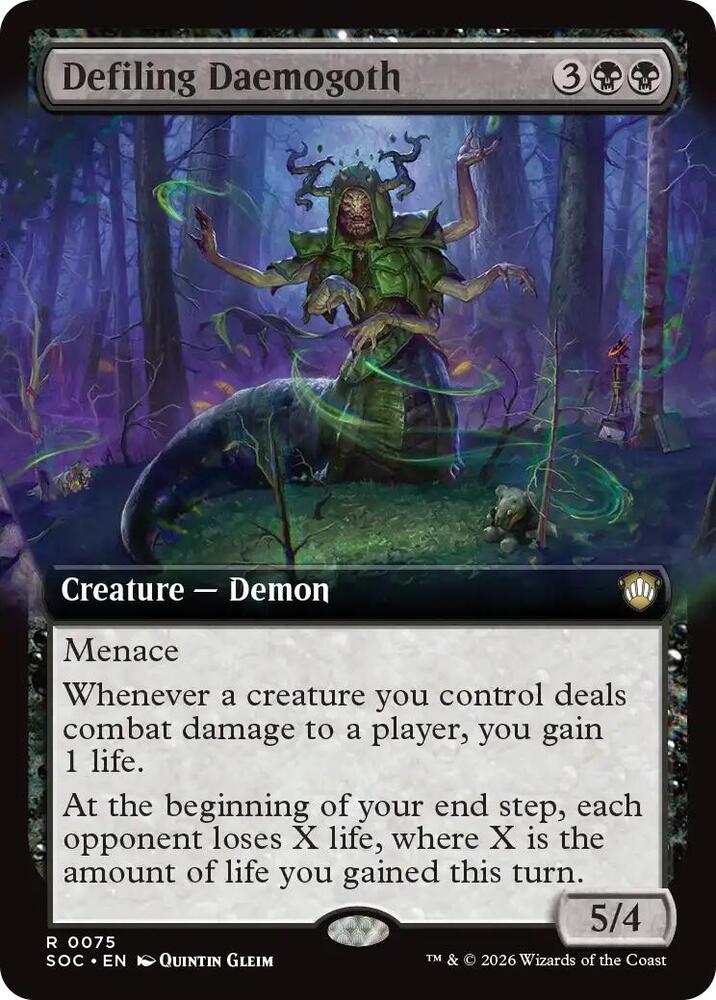 Defiling Daemogoth 75 (Commander: Secrets of Strixhaven)  - Extended Art | Good Games Morley