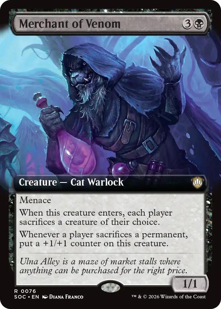 Merchant of Venom 76 (Commander: Secrets of Strixhaven)  - Extended Art | Good Games Morley