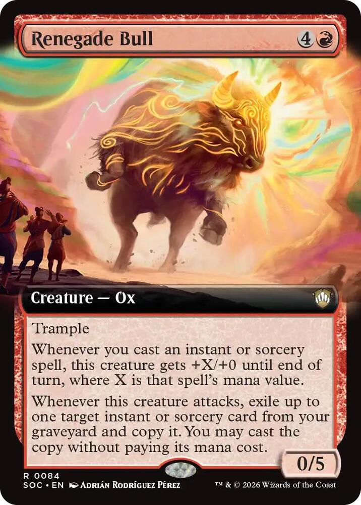 Renegade Bull 84 (Commander: Secrets of Strixhaven)  - Extended Art | Good Games Morley
