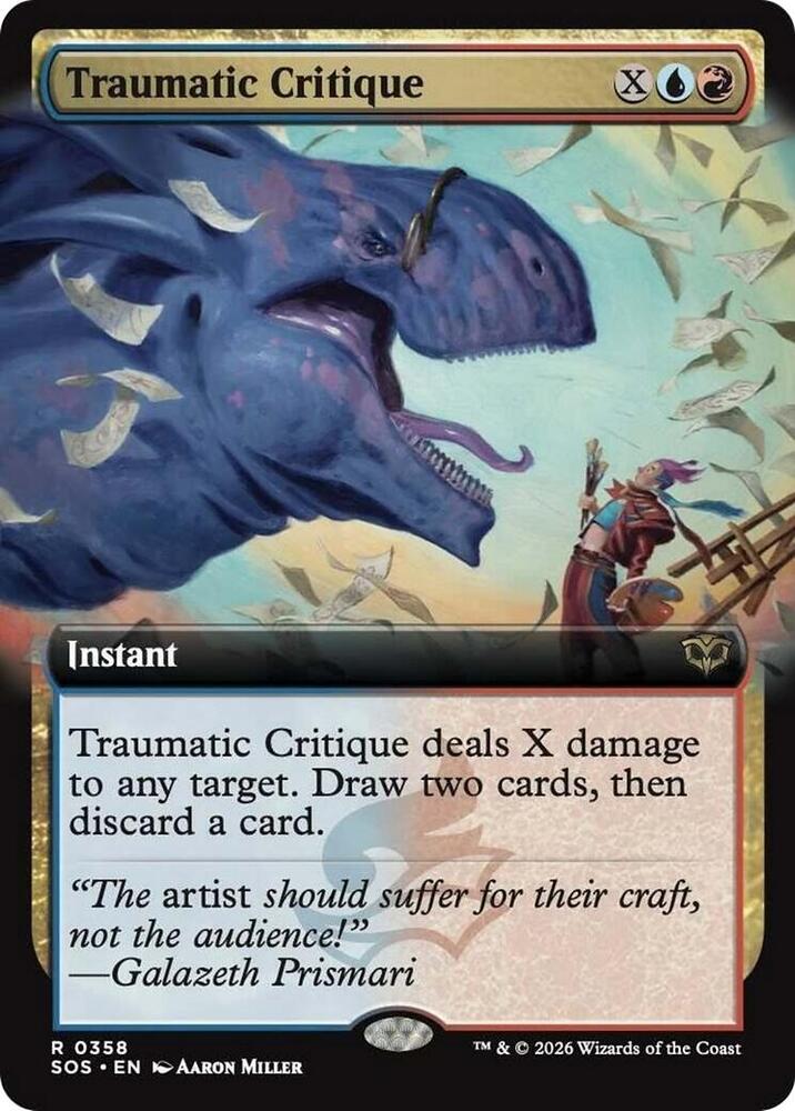 Traumatic Critique 358 (Secrets of Strixhaven)  - Extended Art Foil | Good Games Morley