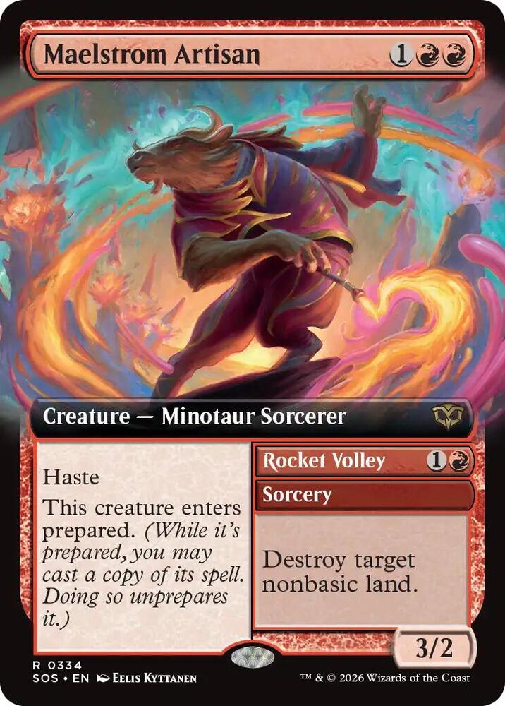 Maelstrom Artisan // Rocket Volley 334 (Secrets of Strixhaven)  - Extended Art Foil | Good Games Morley