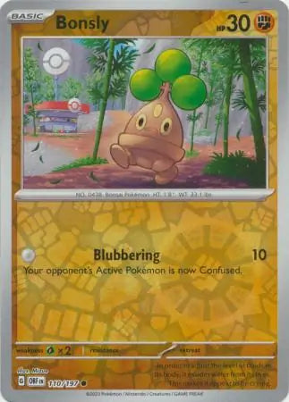 Bonsly 110/197 (SV03: Obsidian Flames)  - Reverse Holofoil | Good Games Morley