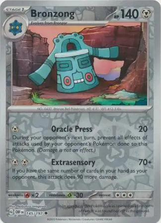 Bronzong 145/197 (SV03: Obsidian Flames)  - Reverse Holofoil | Good Games Morley