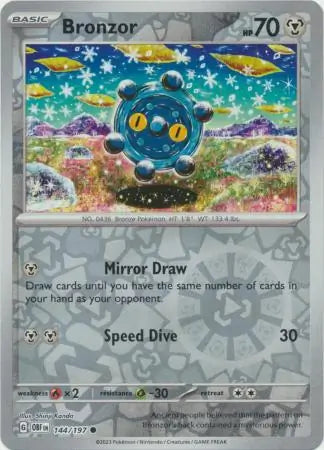 Bronzor 144/197 (SV03: Obsidian Flames)  - Reverse Holofoil | Good Games Morley