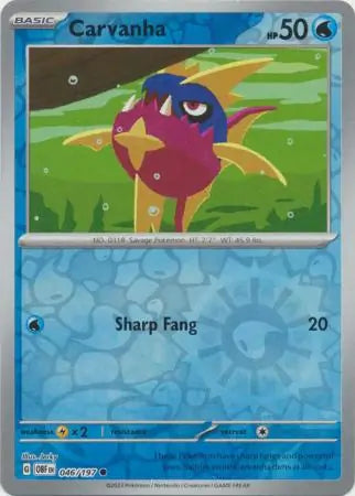 Carvanha 046/197 (SV03: Obsidian Flames)  - Reverse Holofoil | Good Games Morley