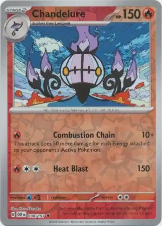 Chandelure 038/197 (SV03: Obsidian Flames)  - Reverse Holofoil | Good Games Morley