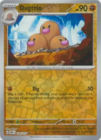 Dugtrio 104/197 (SV03: Obsidian Flames)  - Reverse Holofoil | Good Games Morley