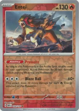Entei 030/197 (SV03: Obsidian Flames)  - Reverse Holofoil | Good Games Morley