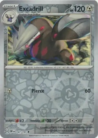 Excadrill 147/197 (SV03: Obsidian Flames)  - Reverse Holofoil | Good Games Morley
