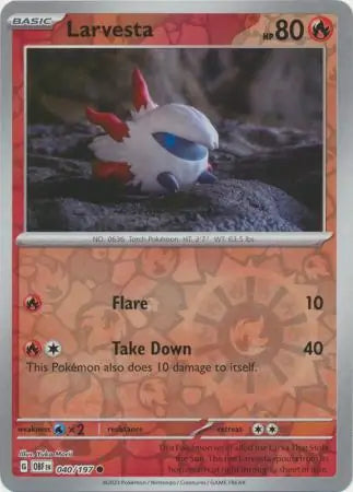 Larvesta 040/197 (SV03: Obsidian Flames)  - Reverse Holofoil | Good Games Morley