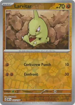 Larvitar 105/197 (SV03: Obsidian Flames)  - Reverse Holofoil | Good Games Morley