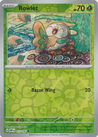 Rowlet 013/197 (SV03: Obsidian Flames)  - Reverse Holofoil | Good Games Morley