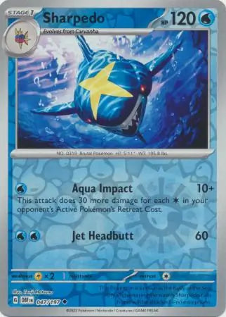 Sharpedo 047/197 (SV03: Obsidian Flames)  - Reverse Holofoil | Good Games Morley