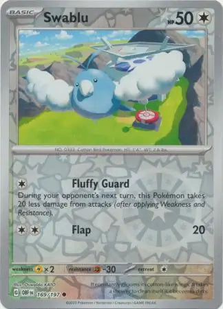 Swablu 169/197 (SV03: Obsidian Flames)  - Reverse Holofoil | Good Games Morley