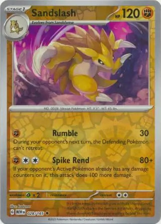 Sandslash 028/165 (SV: Scarlet & Violet 151)  - Reverse Holofoil | Good Games Morley