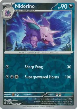 Nidorino 033/165 (SV: Scarlet & Violet 151)  - Reverse Holofoil | Good Games Morley