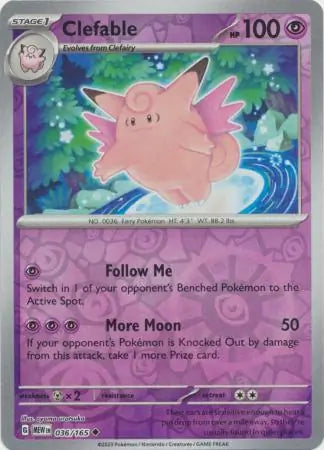 Clefable 036/165 (SV: Scarlet & Violet 151)  - Reverse Holofoil | Good Games Morley