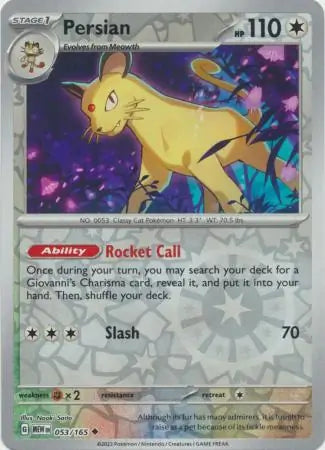 Persian 053/165 (SV: Scarlet & Violet 151)  - Reverse Holofoil | Good Games Morley