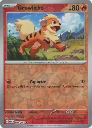 Growlithe 058/165 (SV: Scarlet & Violet 151)  - Reverse Holofoil | Good Games Morley
