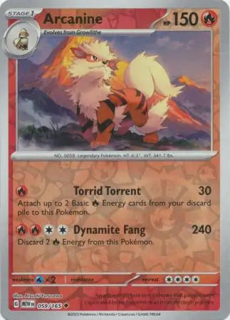 Arcanine 059/165 (SV: Scarlet & Violet 151)  - Reverse Holofoil | Good Games Morley