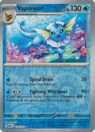 Vaporeon 134/165 (SV: Scarlet & Violet 151)  - Reverse Holofoil | Good Games Morley