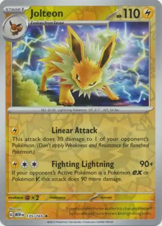Jolteon 135/165 (SV: Scarlet & Violet 151)  - Reverse Holofoil | Good Games Morley