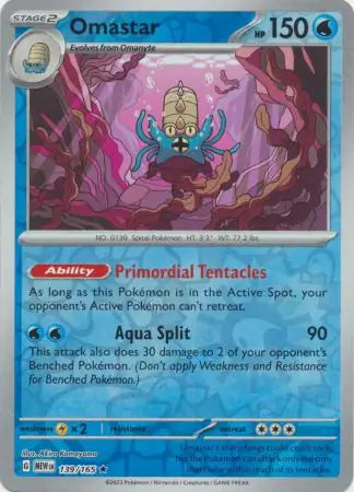 Omastar 139/165 (SV: Scarlet & Violet 151)  - Reverse Holofoil | Good Games Morley