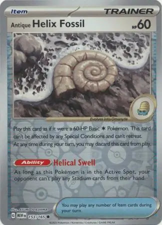 Antique Helix Fossil 153/165 (SV: Scarlet & Violet 151)  - Reverse Holofoil | Good Games Morley