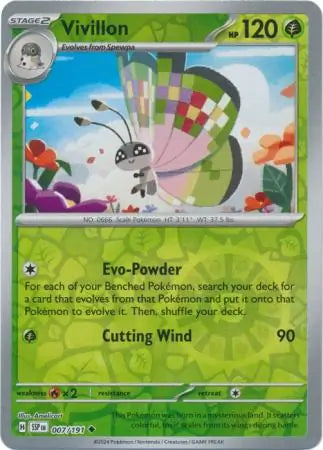 Vivillon 007/191 (SV08: Surging Sparks)  - Reverse Holofoil | Good Games Morley