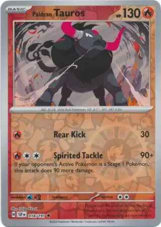 Paldean Tauros 018/191 (SV08: Surging Sparks)  - Reverse Holofoil | Good Games Morley