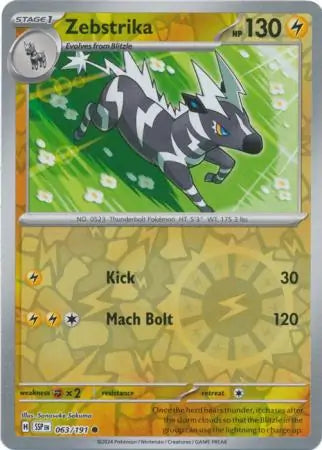 Zebstrika 063/191 (SV08: Surging Sparks)  - Reverse Holofoil | Good Games Morley