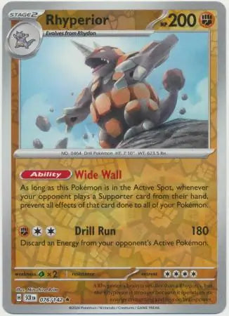 Rhyperior 076/142 (SV07: Stellar Crown)  - Reverse Holofoil | Good Games Morley