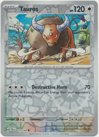 Tauros 112/142 (SV07: Stellar Crown)  - Reverse Holofoil | Good Games Morley