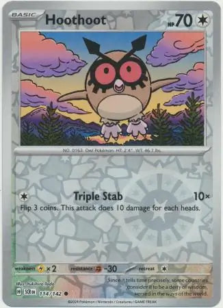 Hoothoot 114/142 (SV07: Stellar Crown)  - Reverse Holofoil | Good Games Morley