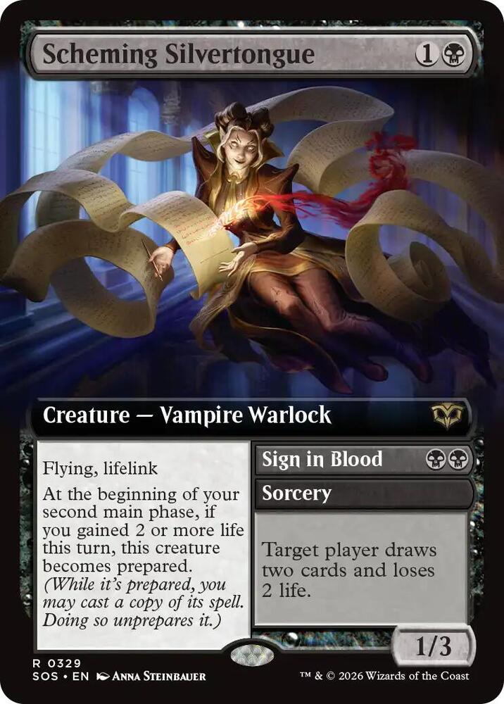Scheming Silvertongue // Sign in Blood 329 (Secrets of Strixhaven)  - Extended Art Foil | Good Games Morley