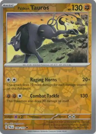 Paldean Tauros 108/193 (SV02: Paldea Evolved)  - Reverse Holofoil | Good Games Morley
