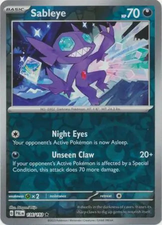 Sableye 136/193 (SV02: Paldea Evolved)  - Reverse Holofoil | Good Games Morley