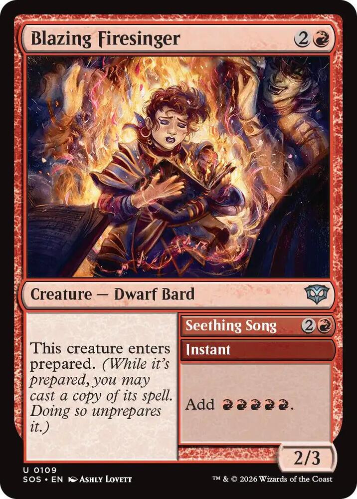 Blazing Firesinger // Seething Song 109 (Secrets of Strixhaven)  - Foil | Good Games Morley